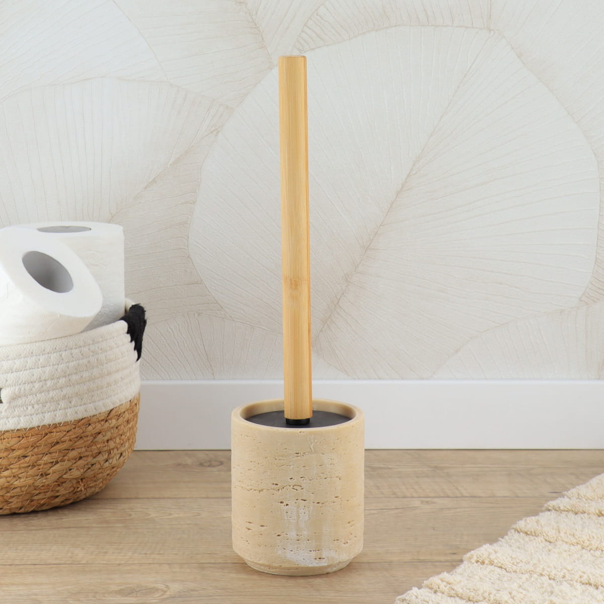 Perie de toaletă din rasină cu finisaj piatră – Travertin