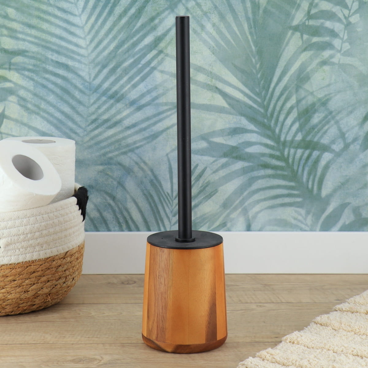 Perie de toaletă rotundă din acacia – Acacia