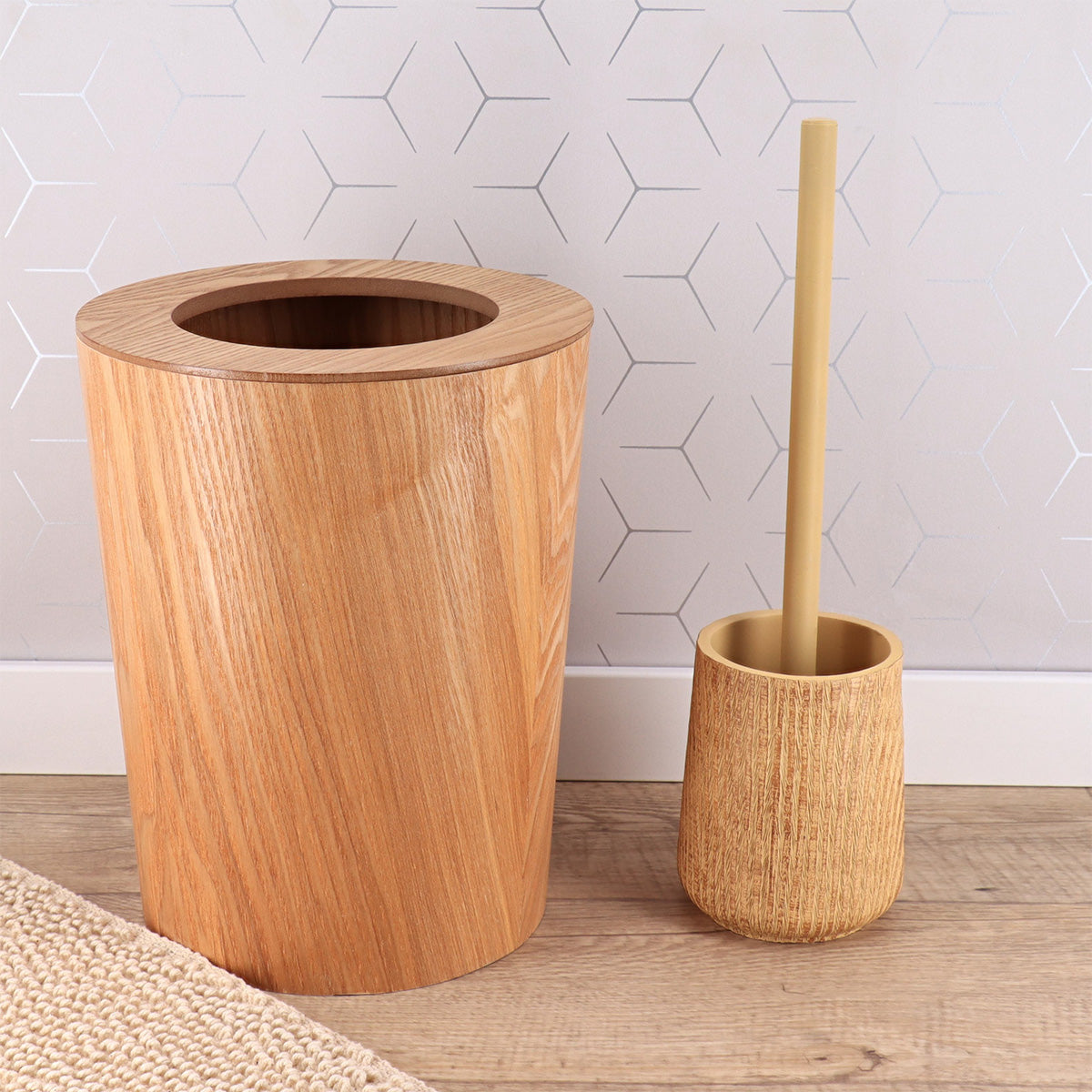 Perie De Toaletă Din Polirasină Efect Lemn – Natural