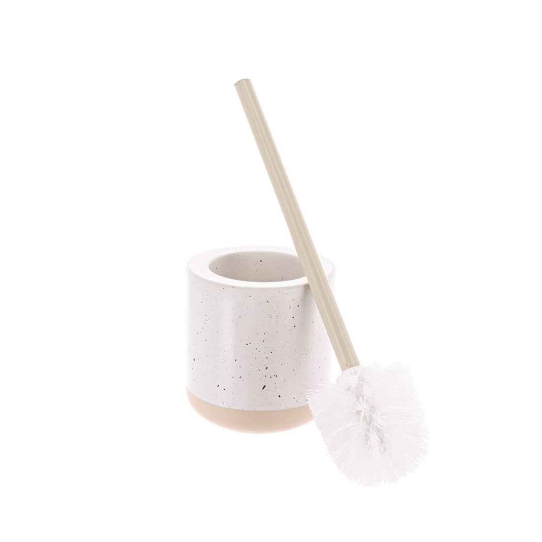 Perie WC ceramică punctată cu bază mată brută – Alb/Bej