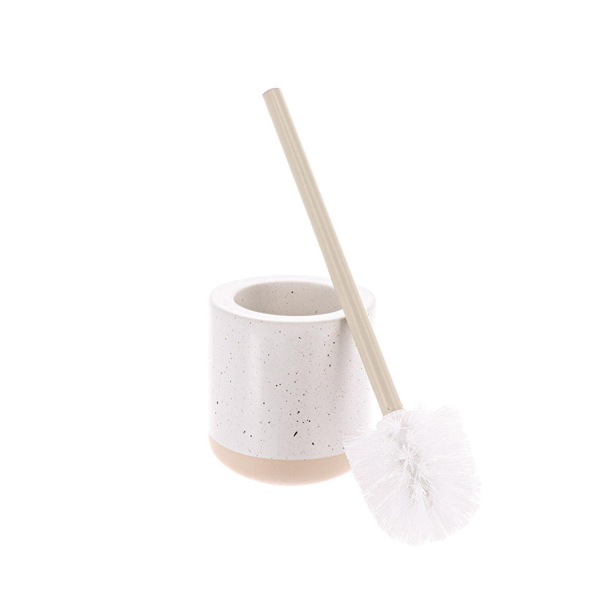 Perie WC ceramică punctată cu bază mată brută – Alb/Bej