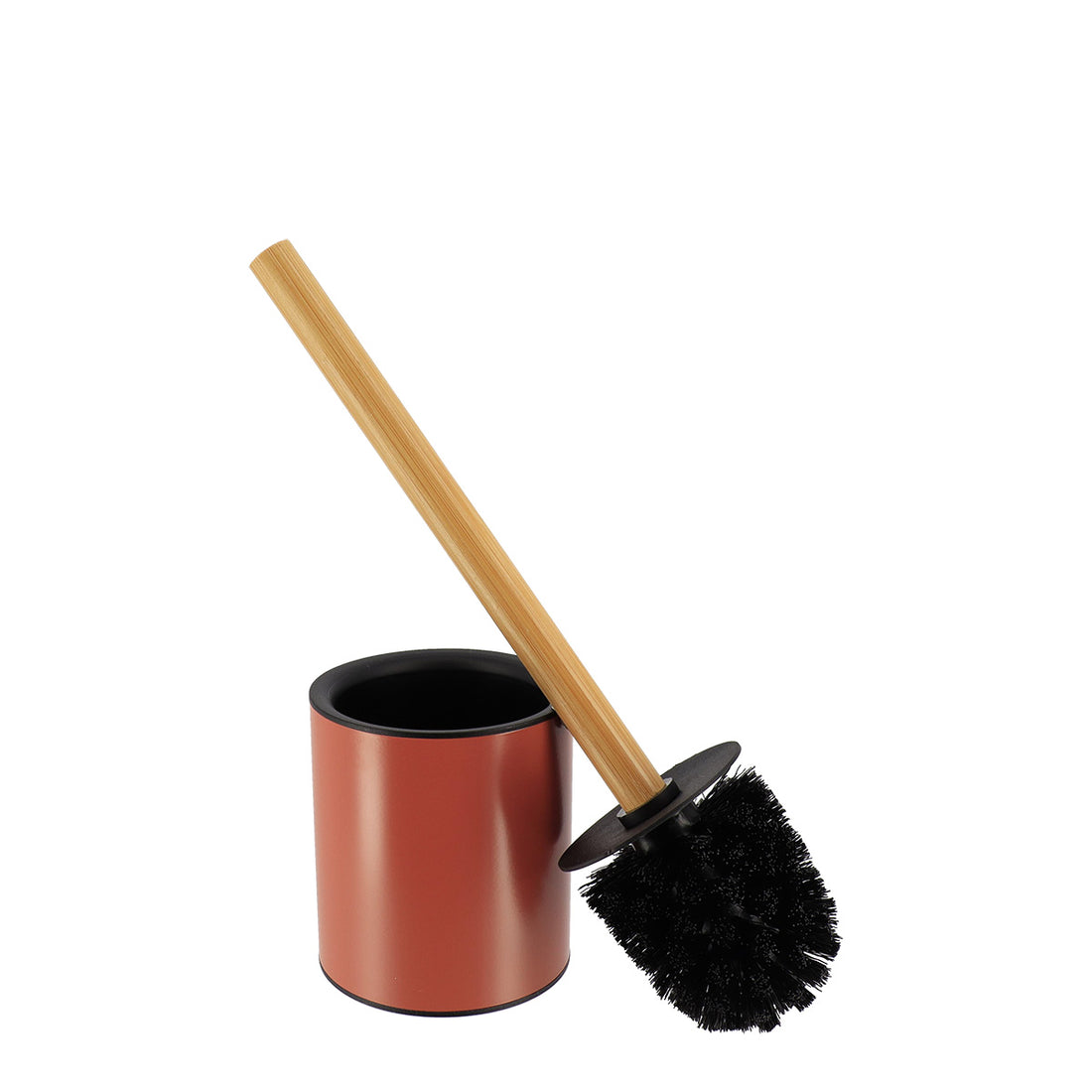 Perie WC metalică cu mâner din bambus – Terracotta/Bambus
