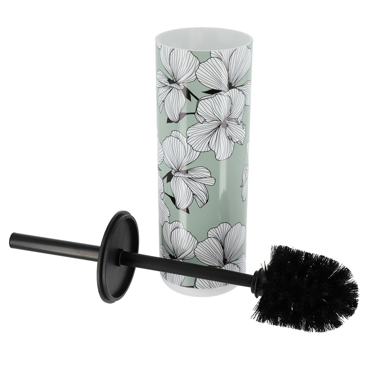 Perie de toaletă din polistiren imprimat cu capac din polistiren – model Ecrin Vert