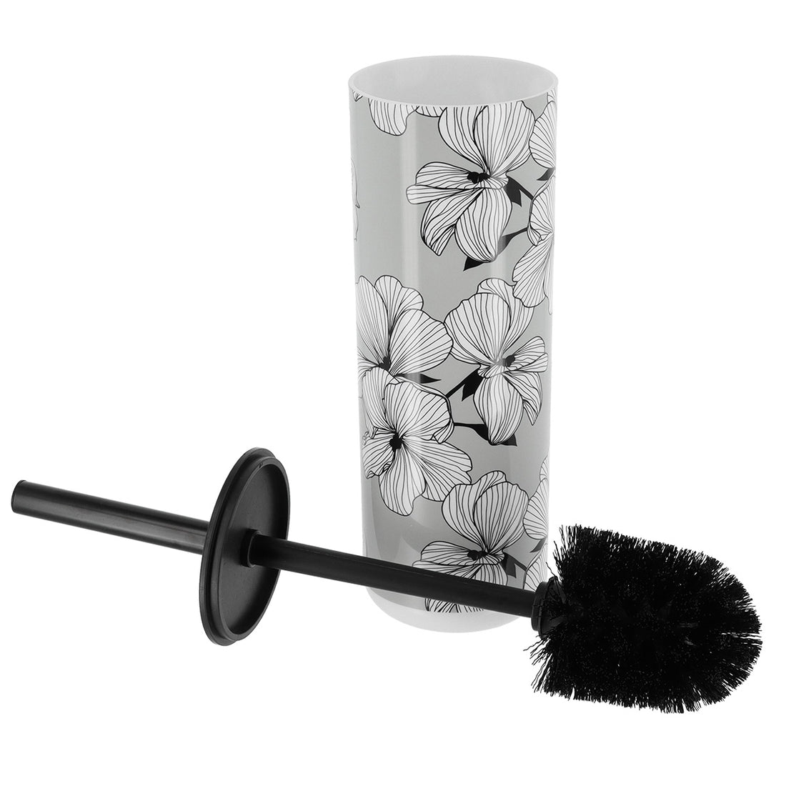 Perie de toaletă din polistiren imprimat cu capac din polistiren – model Ecrin Gris