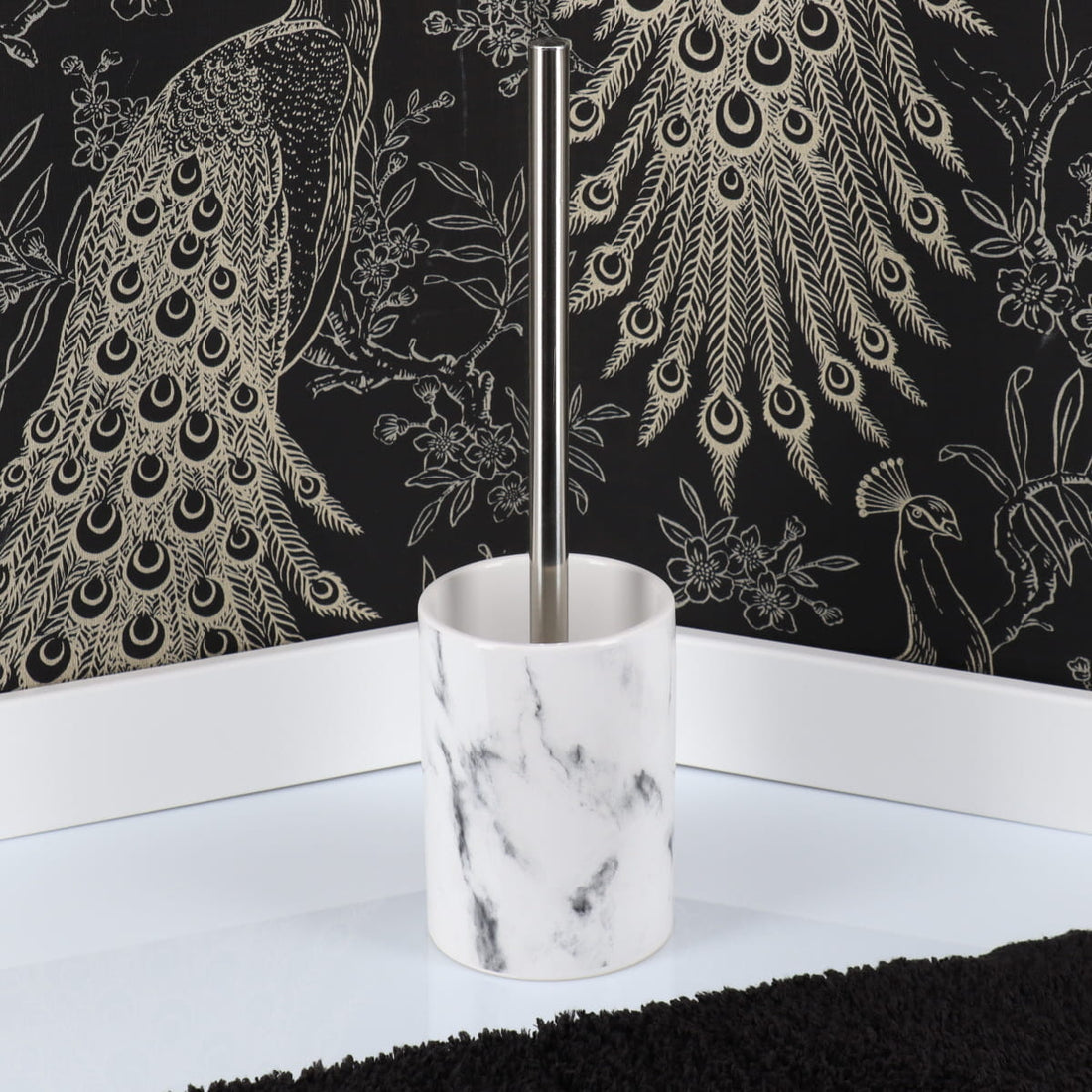 Perie de toaletă din dolomită – efect marmură – tijă inox