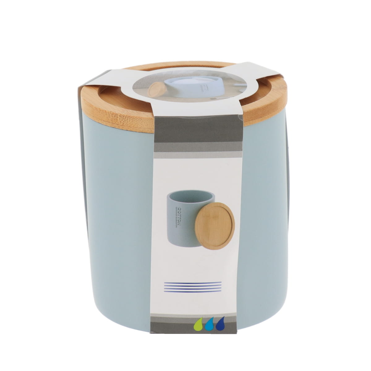 Cutie Timeless din rășină cu capac din bambus – Albastru deschis