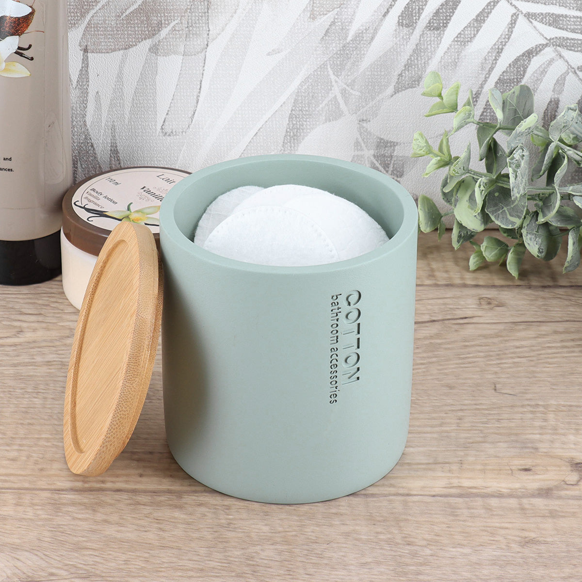 Cutie Timeless din rășină cu capac din bambus – Verde eucalipt