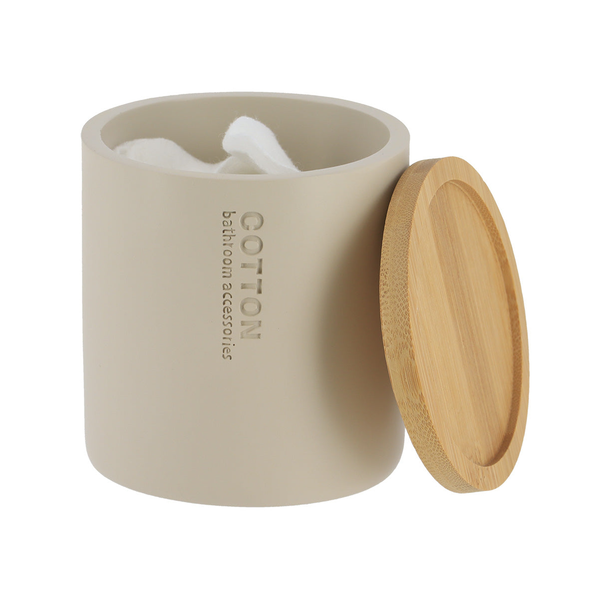 Cutie Timeless din rășină cu capac din bambus – Bej