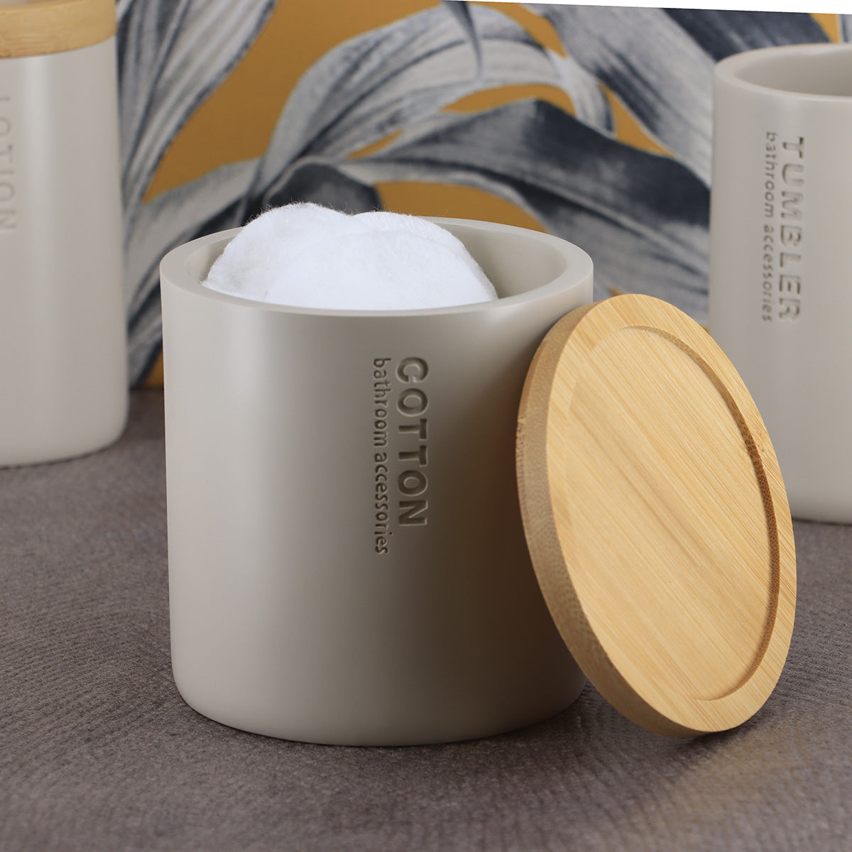 Cutie Timeless din rășină cu capac din bambus – Bej