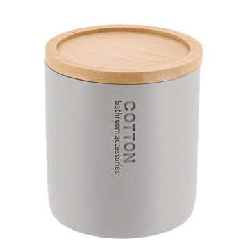 Cutie Timeless din rășină cu capac din bambus – Gri transparent