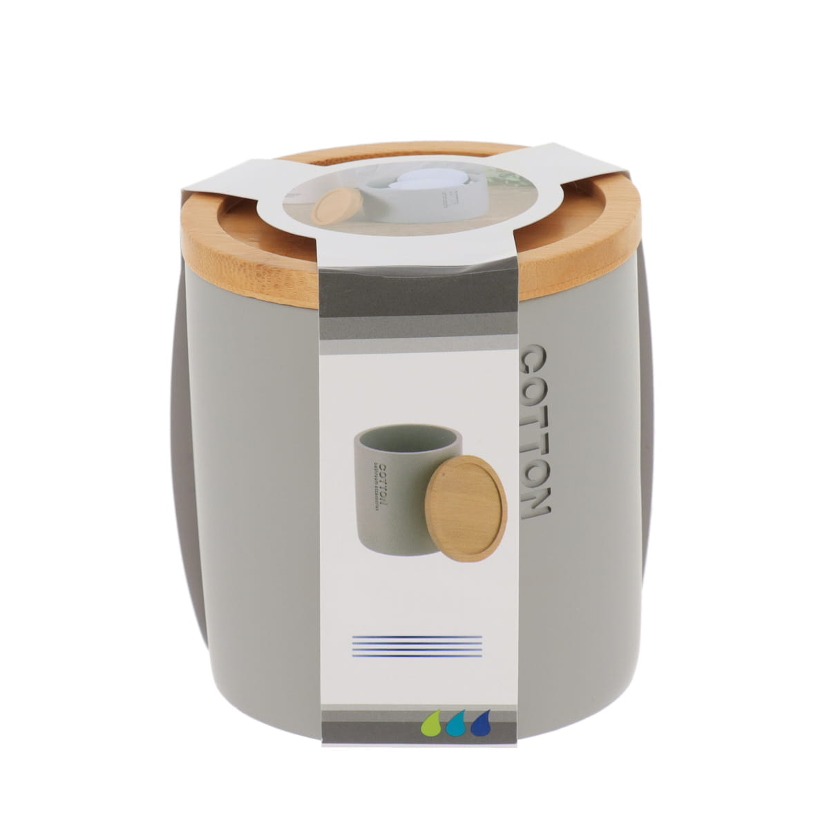 Cutie Timeless din rășină cu capac din bambus – Gri transparent