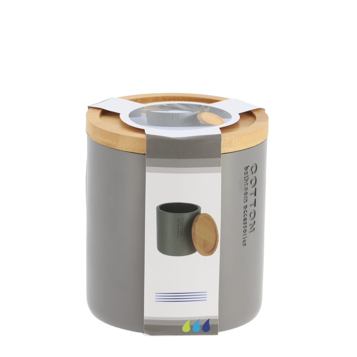Cutie Timeless din rășină cu capac din bambus – Gri