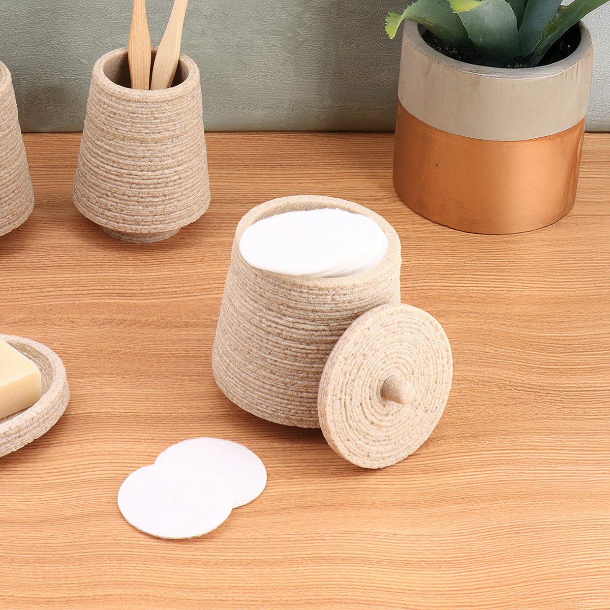 Cutie pentru dischete de ochi din rasină cu finisaj nisip – Natural