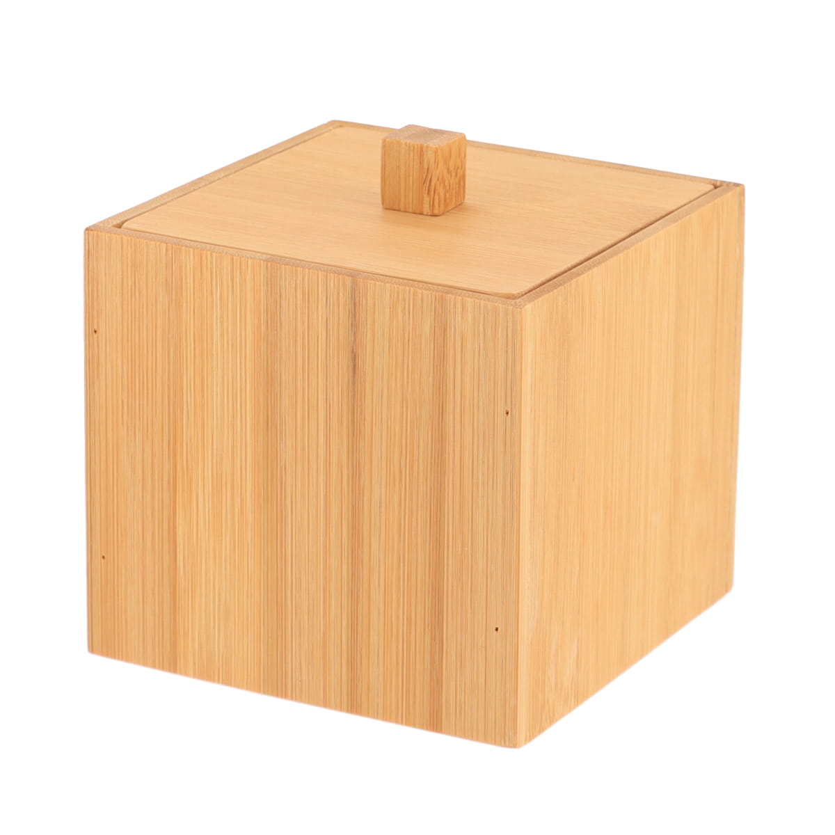 Cutie pătrată din bambus pentru vată cosmetică – capac bambus