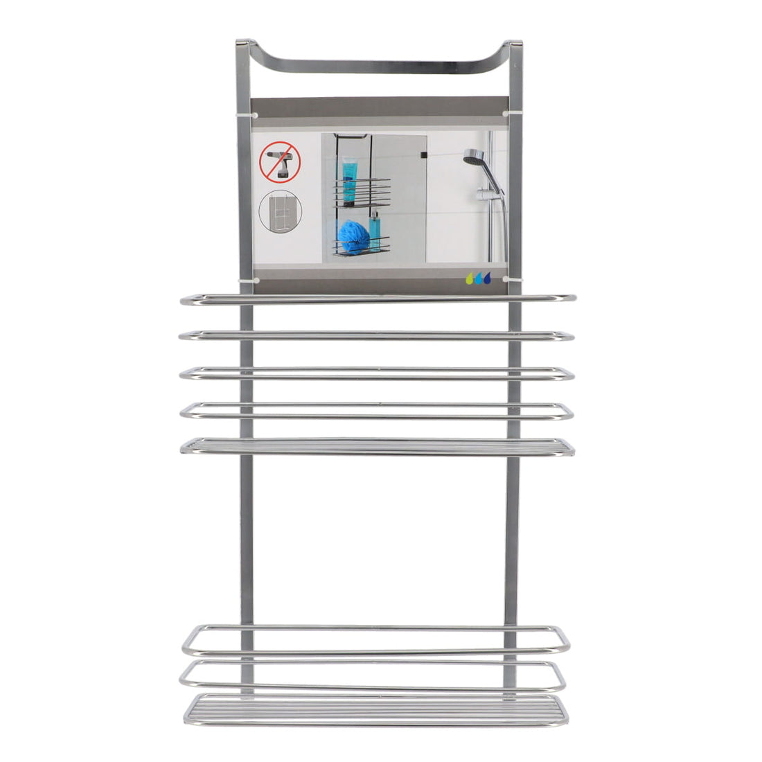 Organizator duș oțel inoxidabil, montare pe paravan, 2 coșuri - Chrome