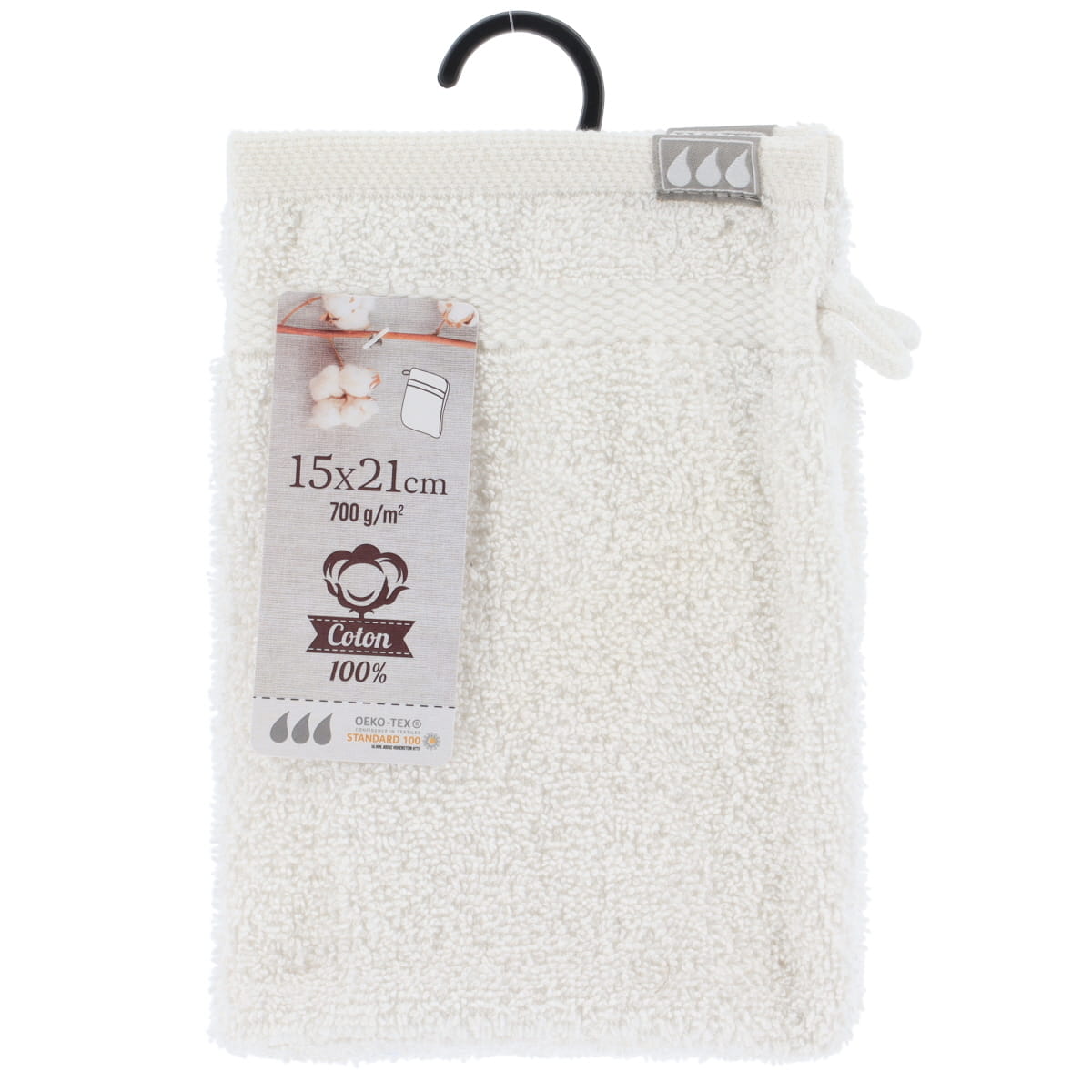 Set 2 mănuși de baie 100% bumbac 15×21 cm – Alb