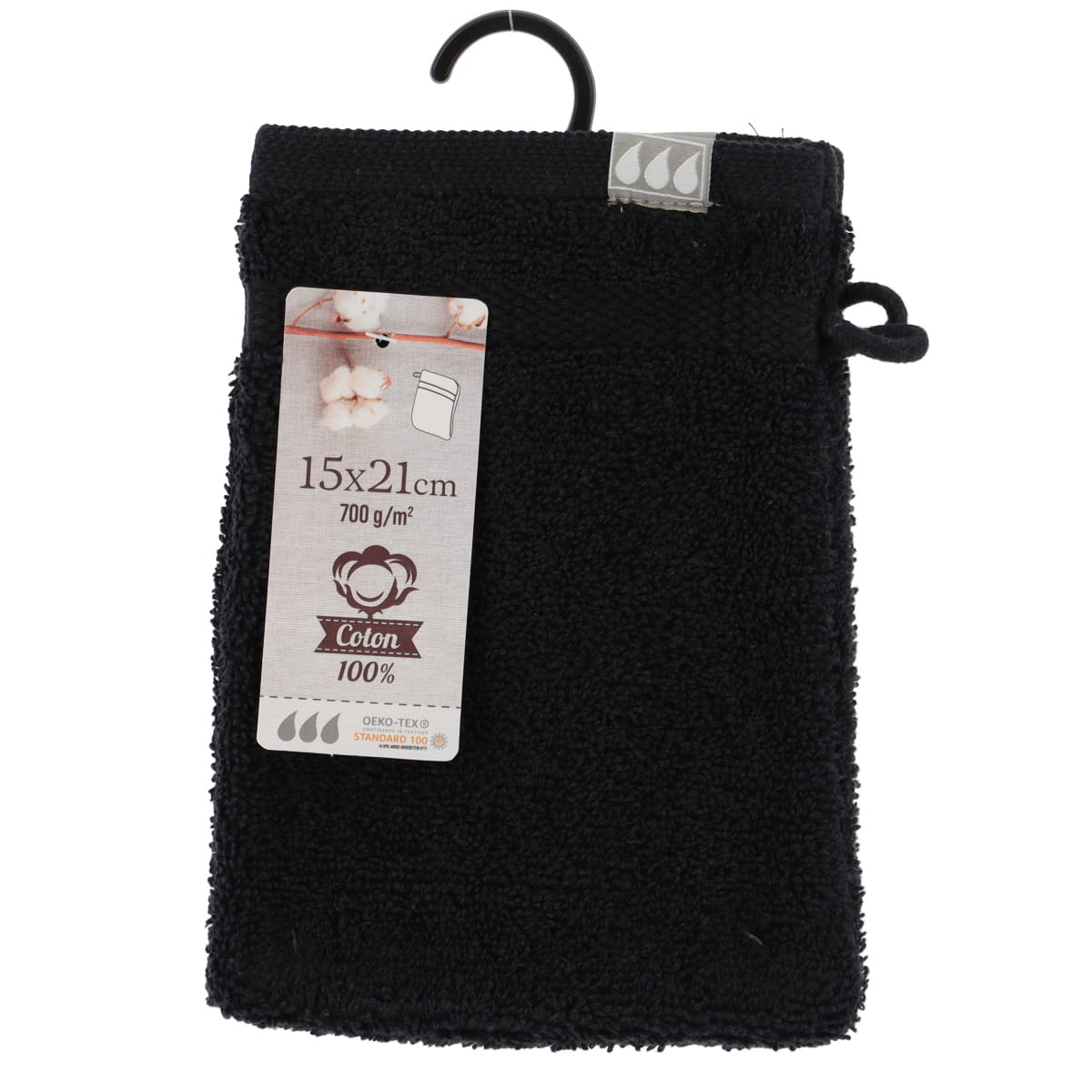 Set 2 mănuși de baie 100% bumbac 15×21 cm – Negru