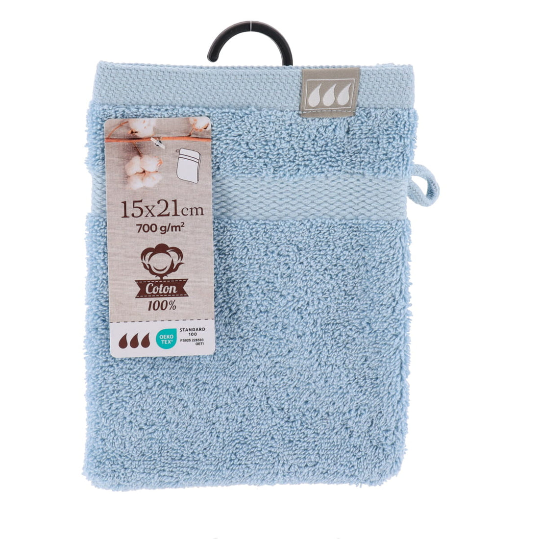 Set 2 mănuși de baie 100% bumbac 15×21 cm – Clear Blue