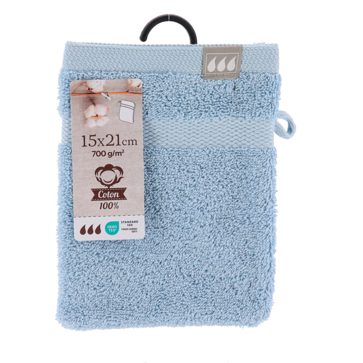 Set 2 mănuși de baie 100% bumbac 15×21 cm – Clear Blue