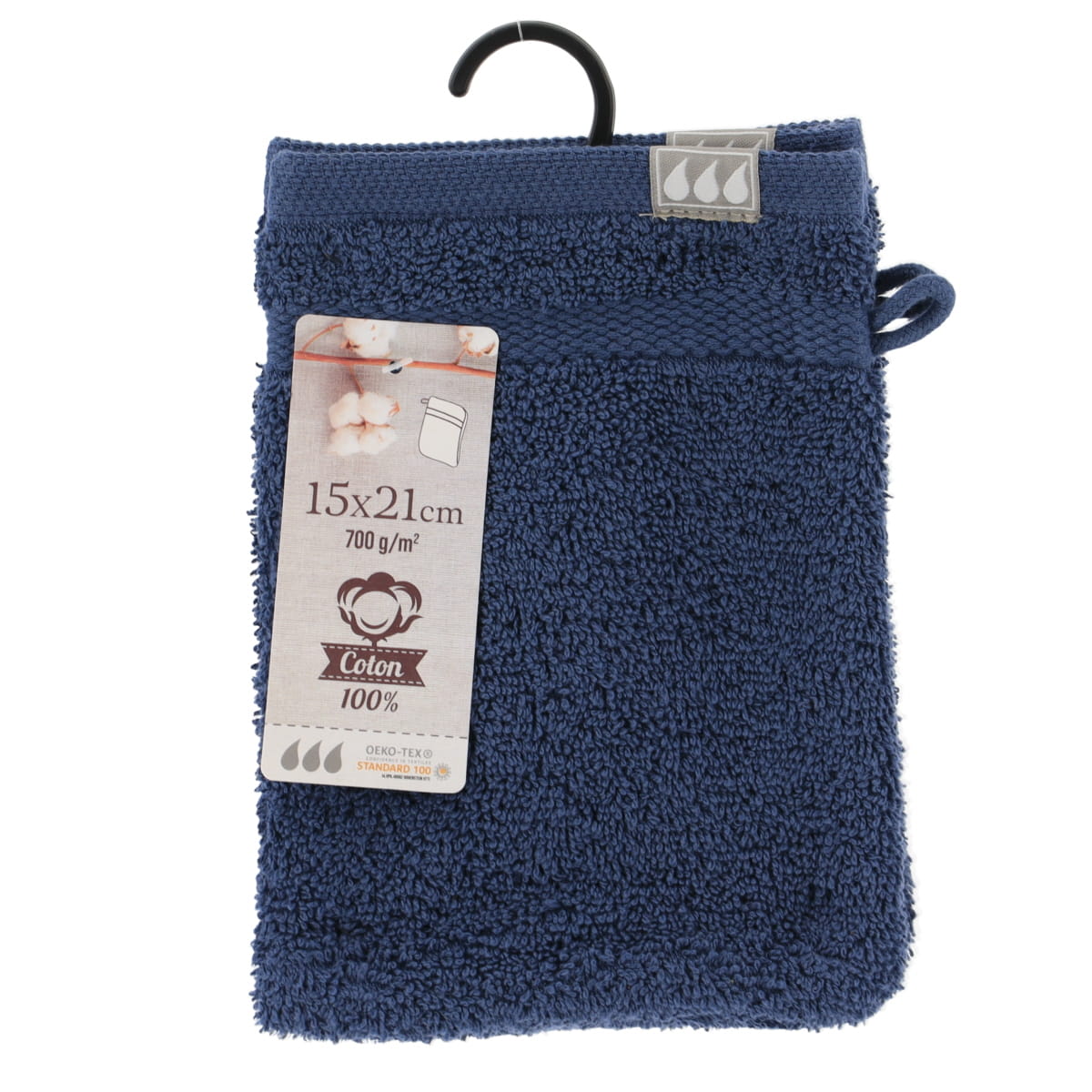 Set 2 mănuși de baie 100% bumbac 15×21 cm – Navy Blue
