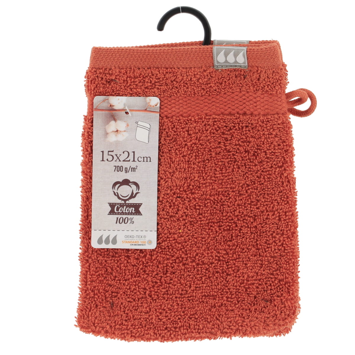 Set 2 mănuși de baie 100% bumbac 15×21 cm – Terracotta