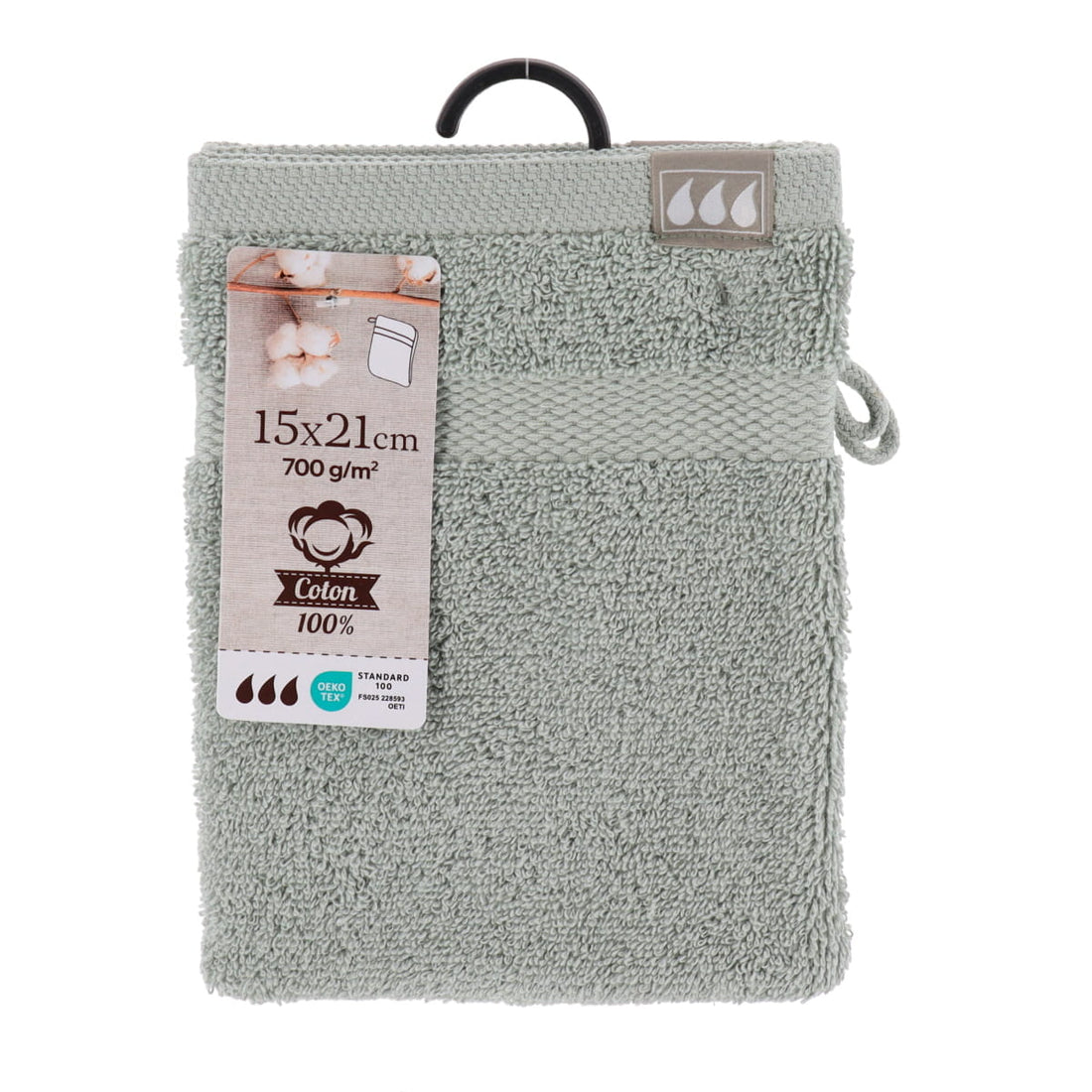 Set 2 mănuși de baie 100% bumbac 15×21 cm – Eucalyptus Green