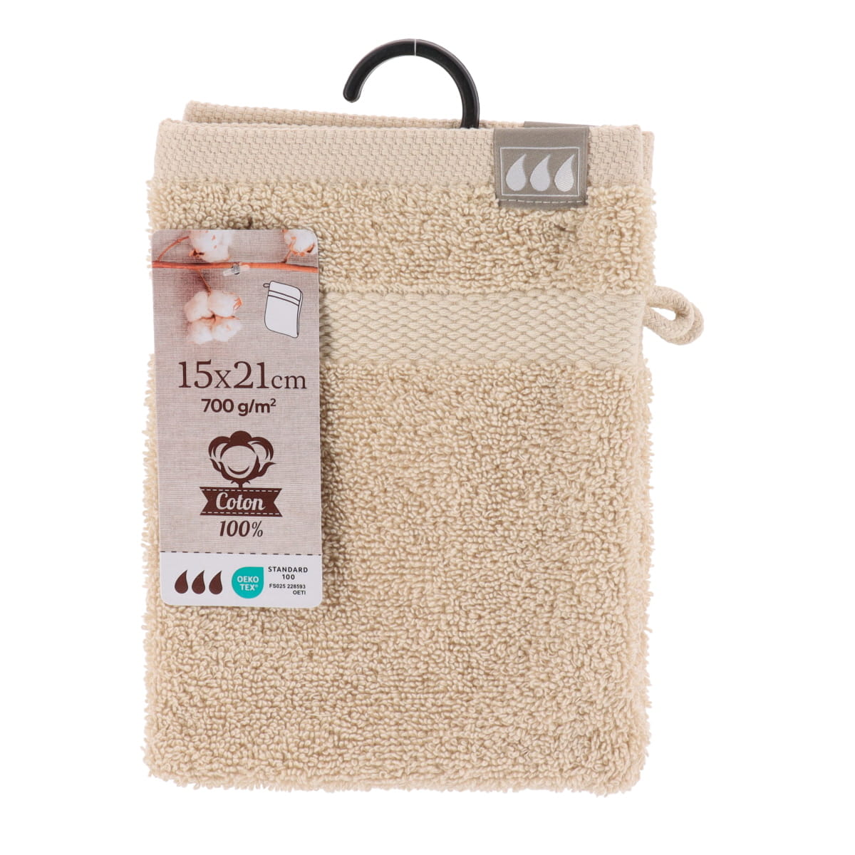 Set 2 mănuși de baie 100% bumbac 15×21 cm – Beige