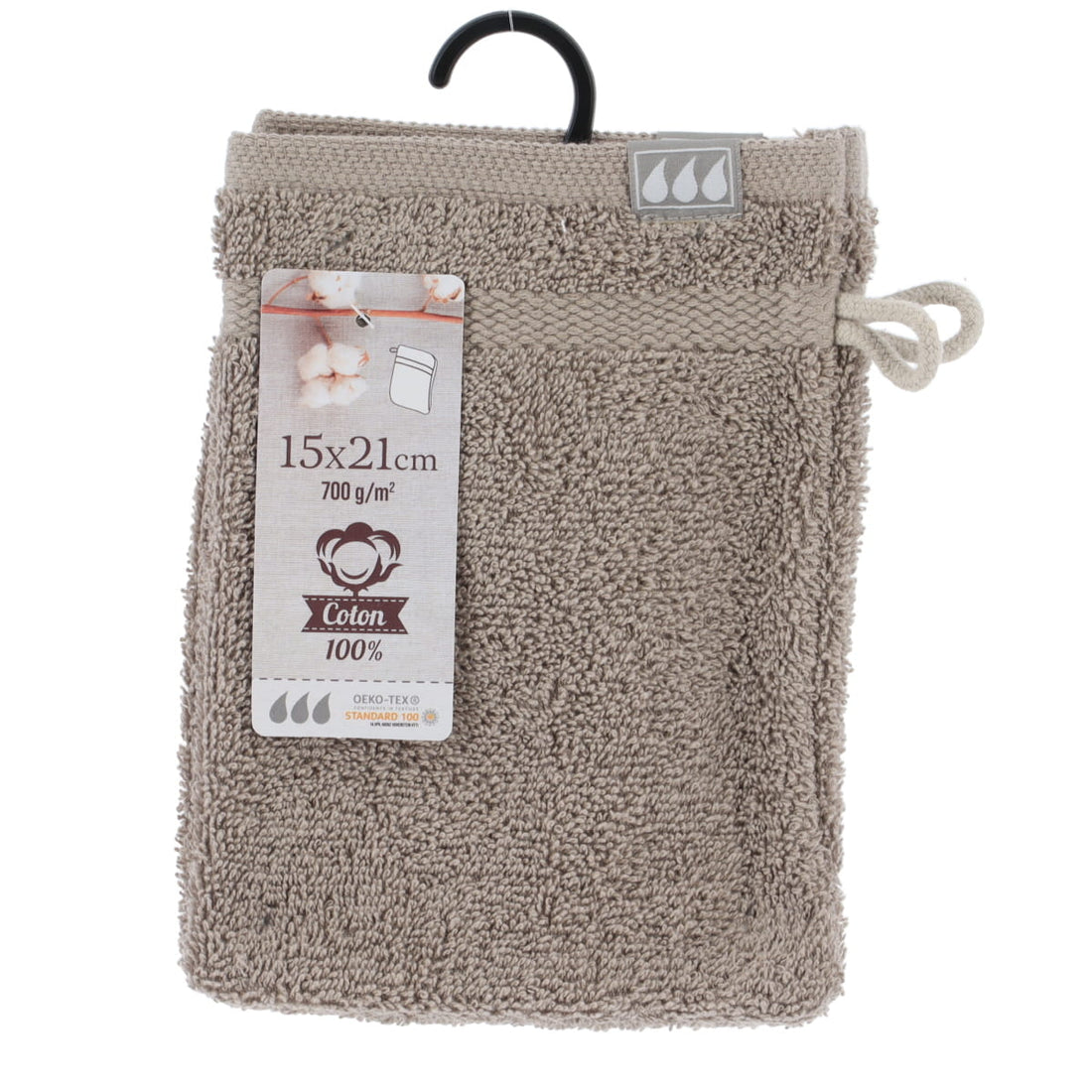 Set 2 mănuși de baie 100% bumbac 15×21 cm – Taupe
