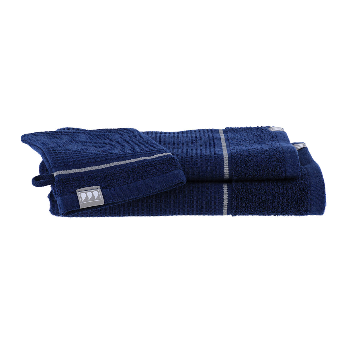 Set 3 piese baie Timeless 100% bumbac – Bleumarin/Argintiu