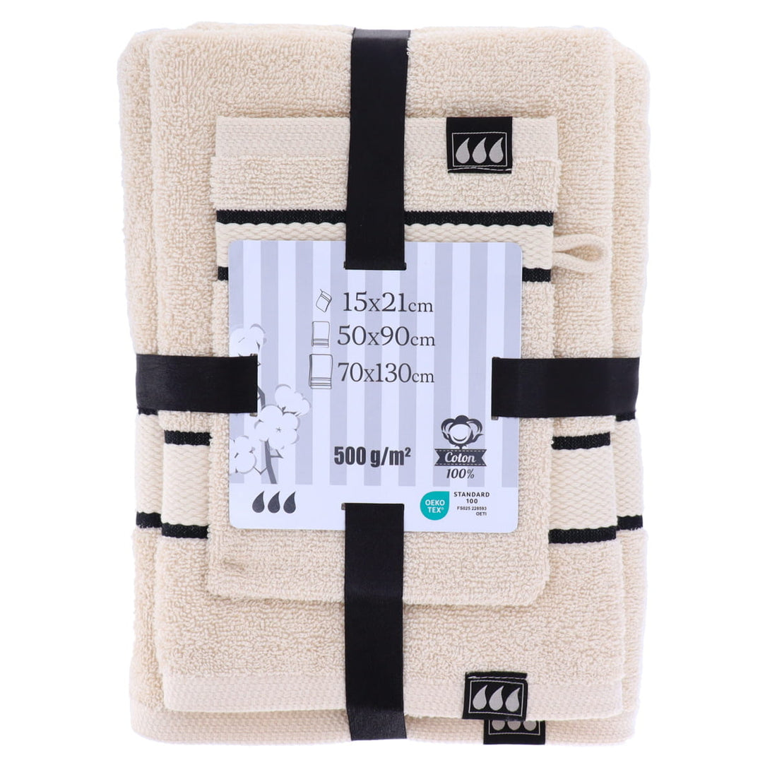 Set 3 accesorii baie Timeless 100% bumbac – Ivory