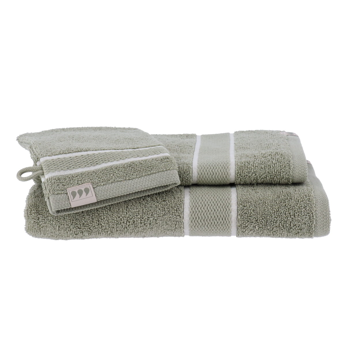 Set 3 accesorii baie Timeless 100% bumbac – Verde salvie