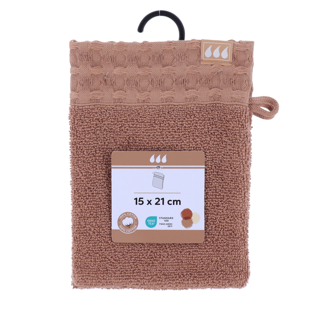 Set 2 mănuși de baie 100% bumbac 15×21 cm – CARAMEL