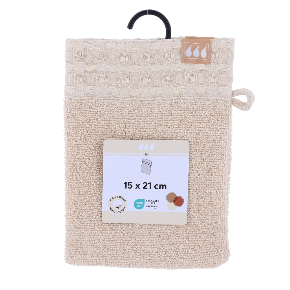 Set 2 mănuși de baie 100% bumbac 15×21 cm – BEIGE