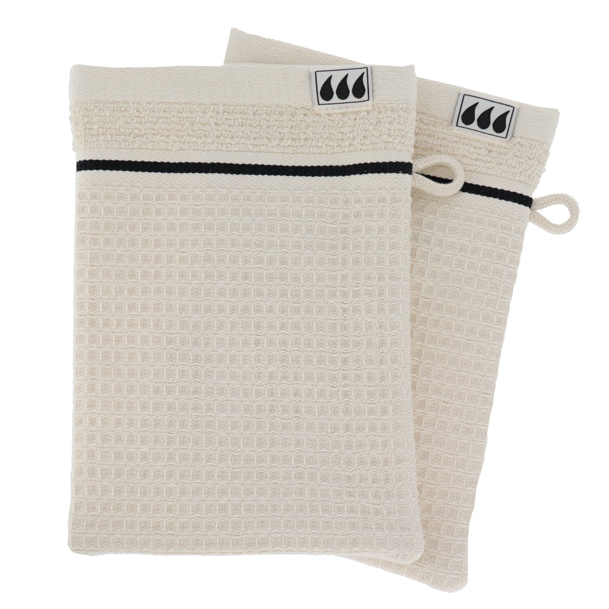 Set 2 mănuși de baie din bumbac – Finisaj waffle bej