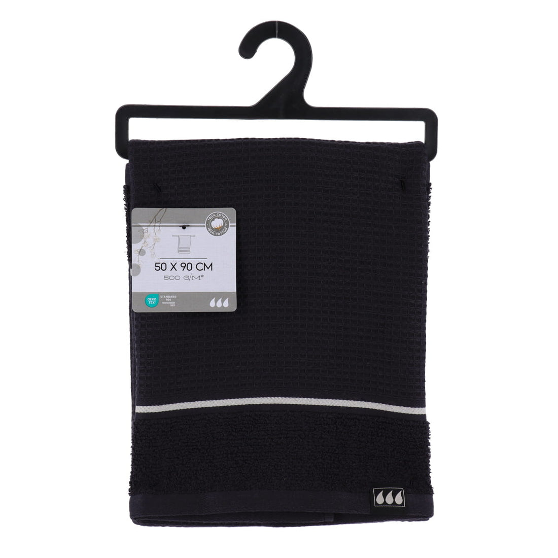 Prosop de mâini 50×90 cm din bumbac – Finisaj waffle negru