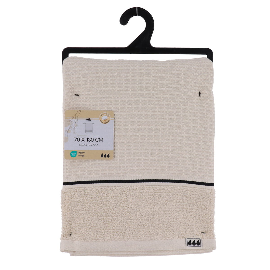 Prosop de baie 70×130 cm din bumbac – Finisaj waffle bej