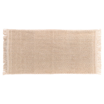 Covoraș din bumbac și fibre mixte – Negru/Natural 45×90 cm