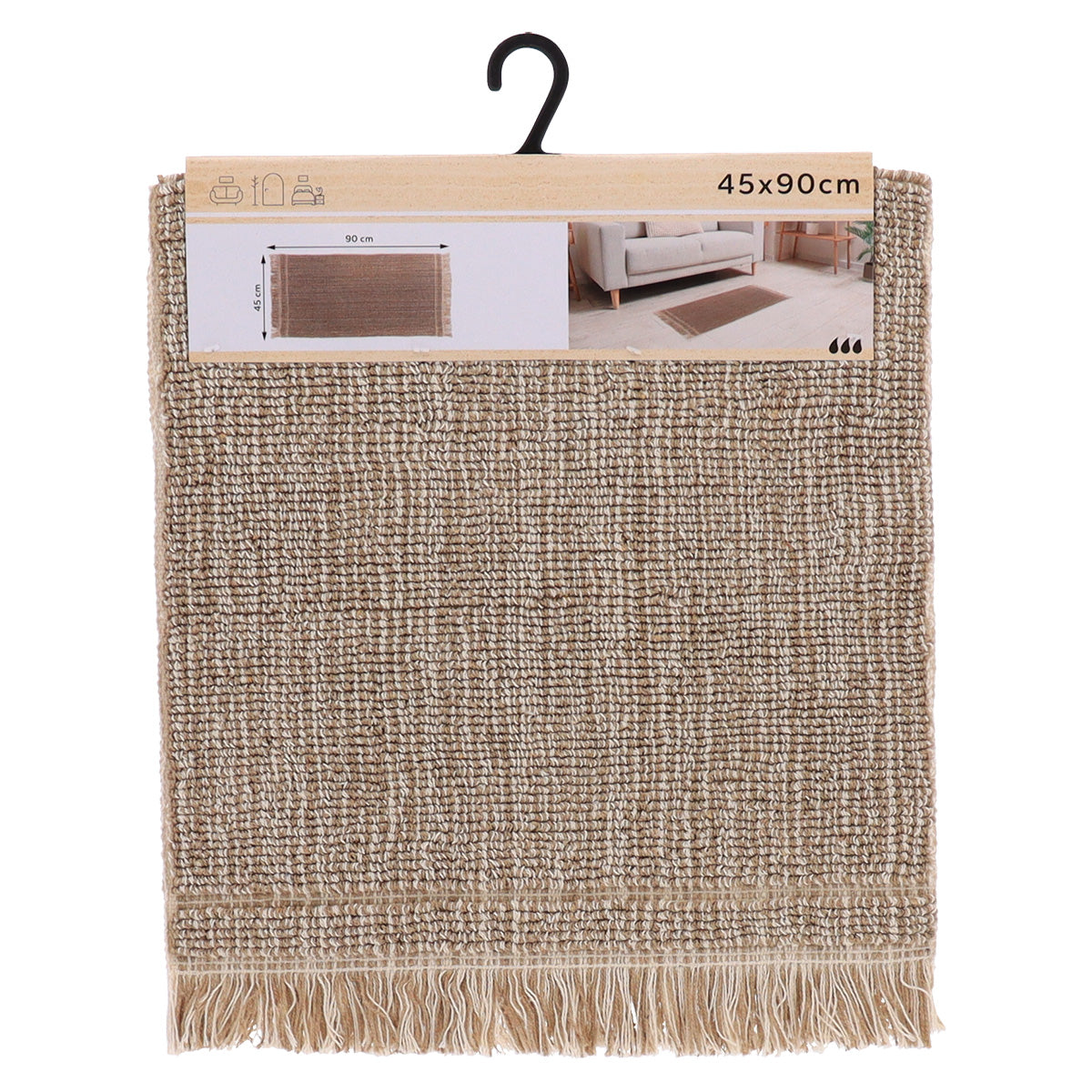 Covoraș din bumbac și fibre mixte 45 x 90 cm – bej
