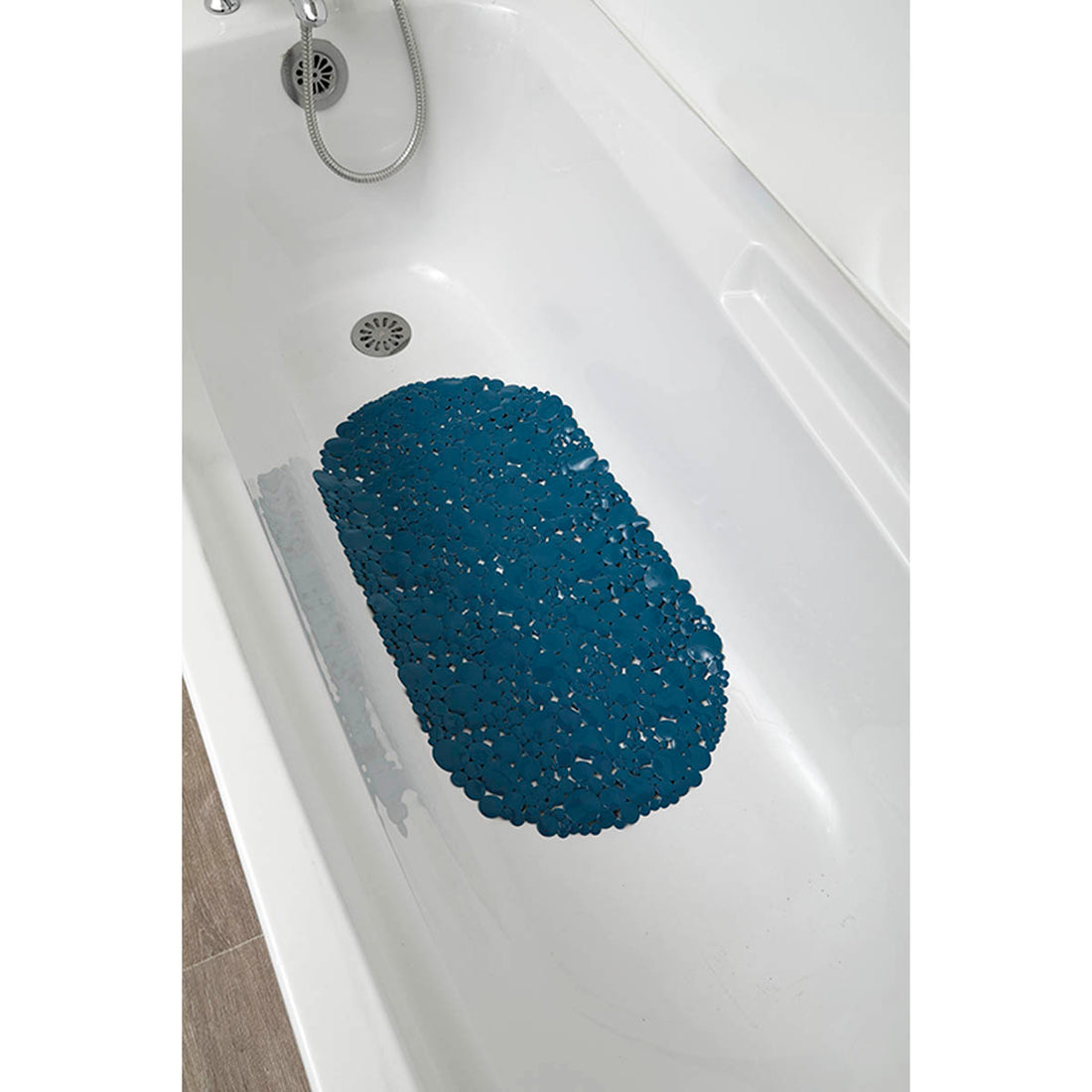 Covoraș de baie PVC 69×36 cm – model Bubbles Peacock Blue