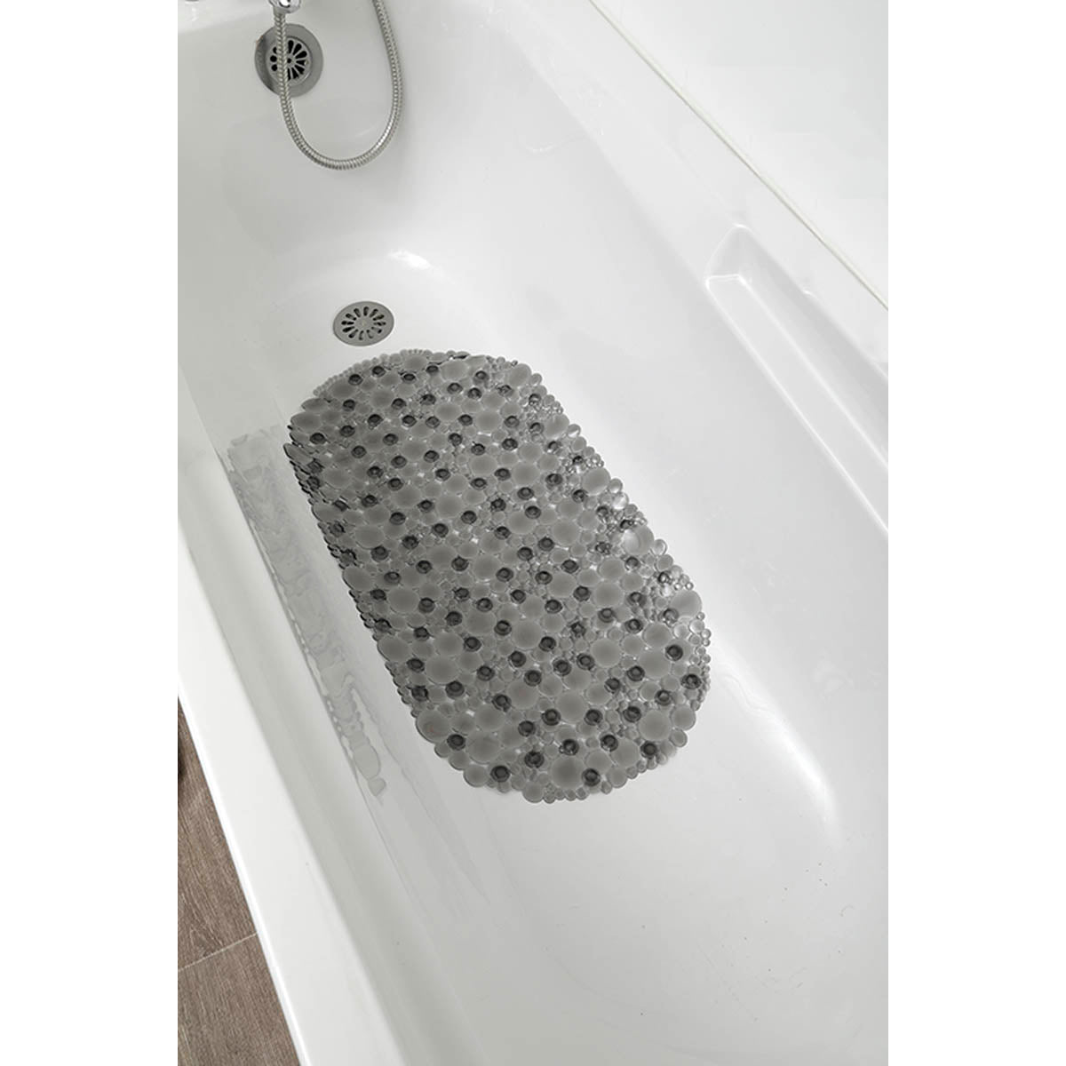 Covoraș de baie PVC 69×36 cm – model Bubbles Grey