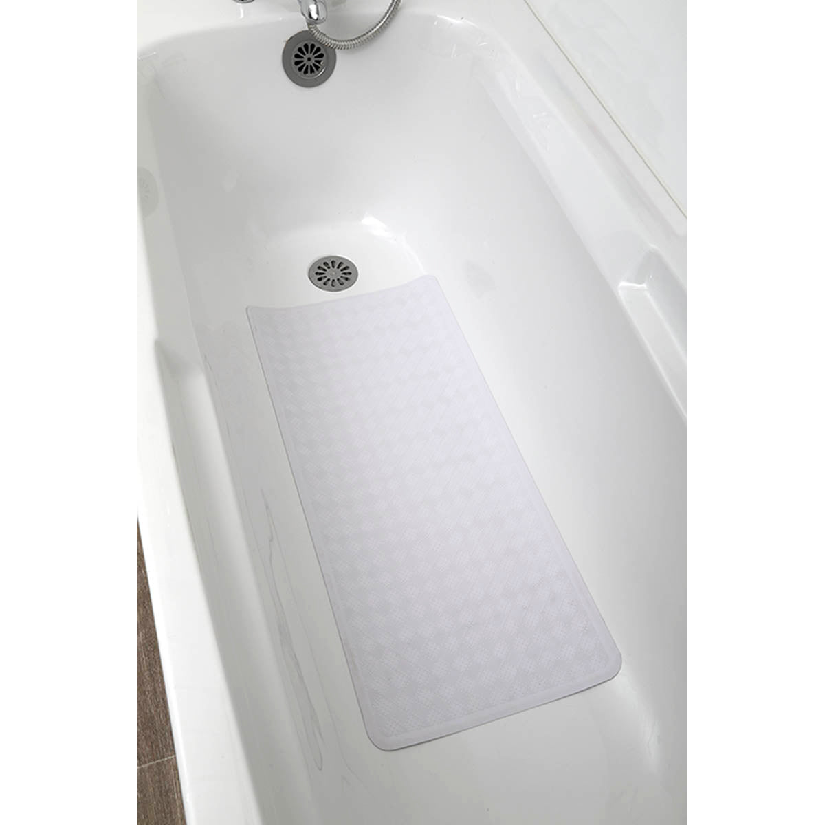 Covoraș de baie din cauciuc natural 34×74 cm – model White