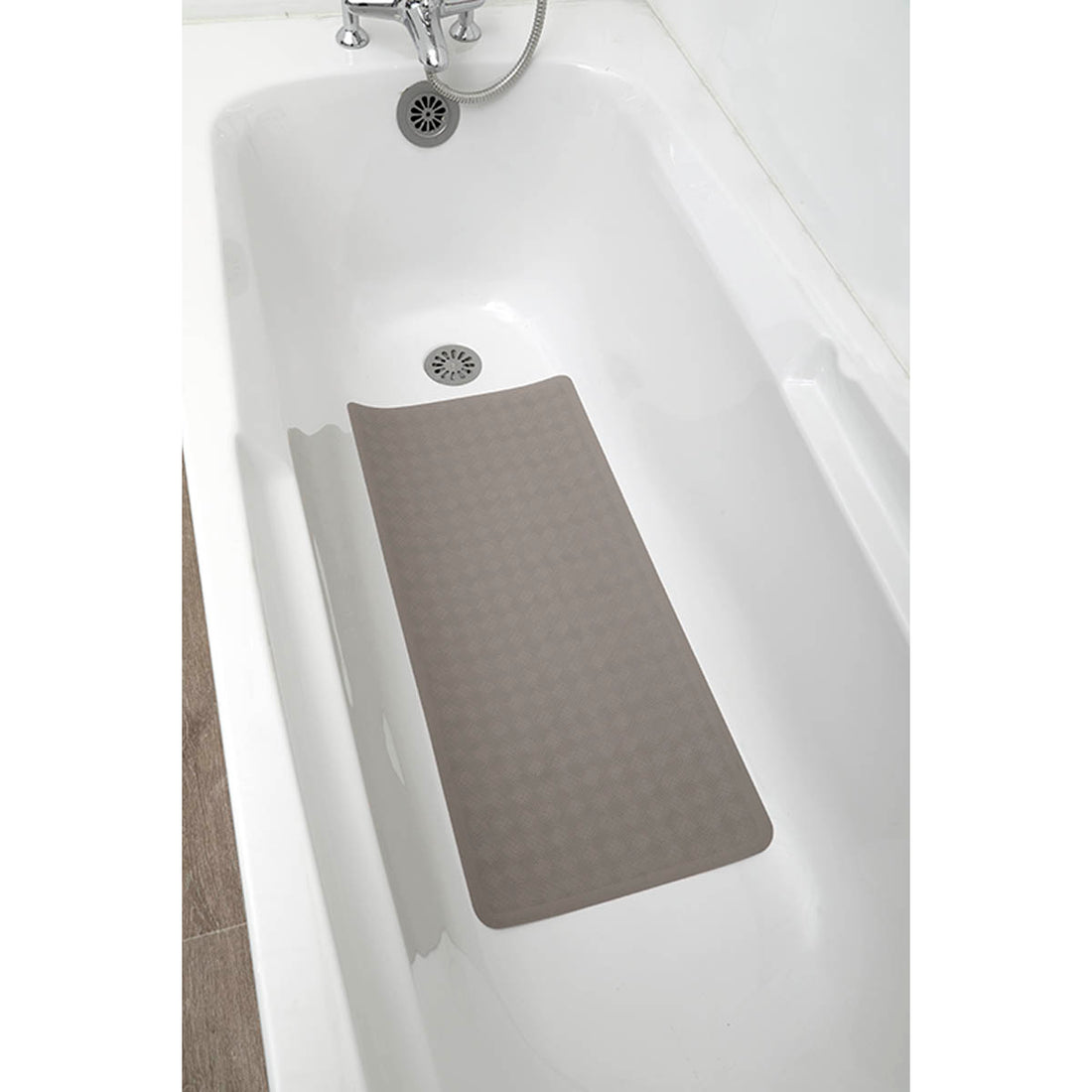 Covoraș de baie din cauciuc natural 34×74 cm – model Taupe