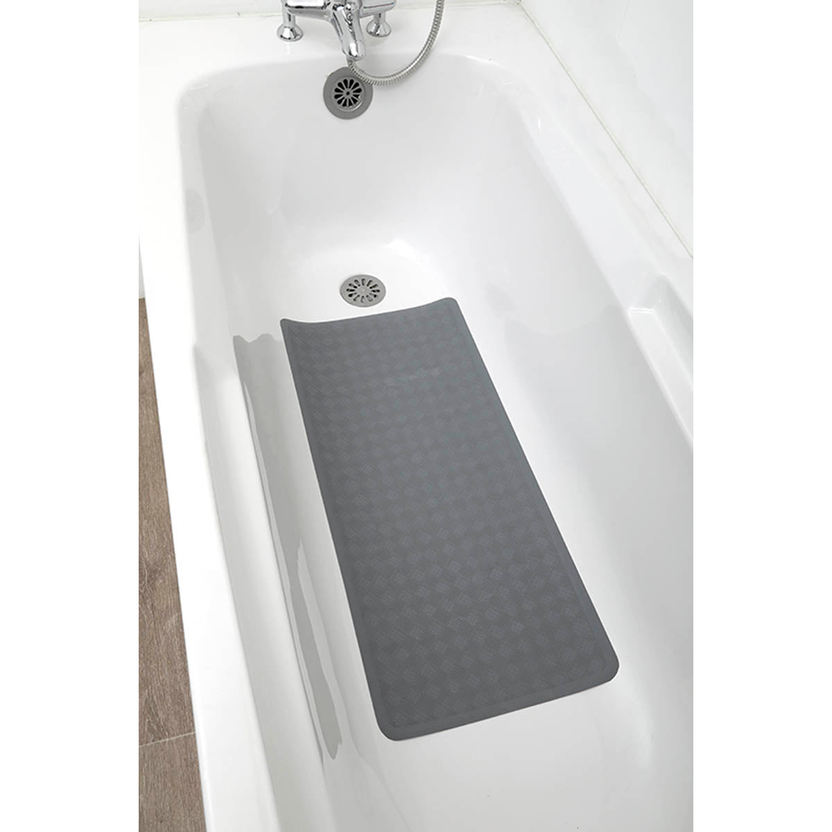 Covoraș de baie din cauciuc natural 34×74 cm – model Dark Grey