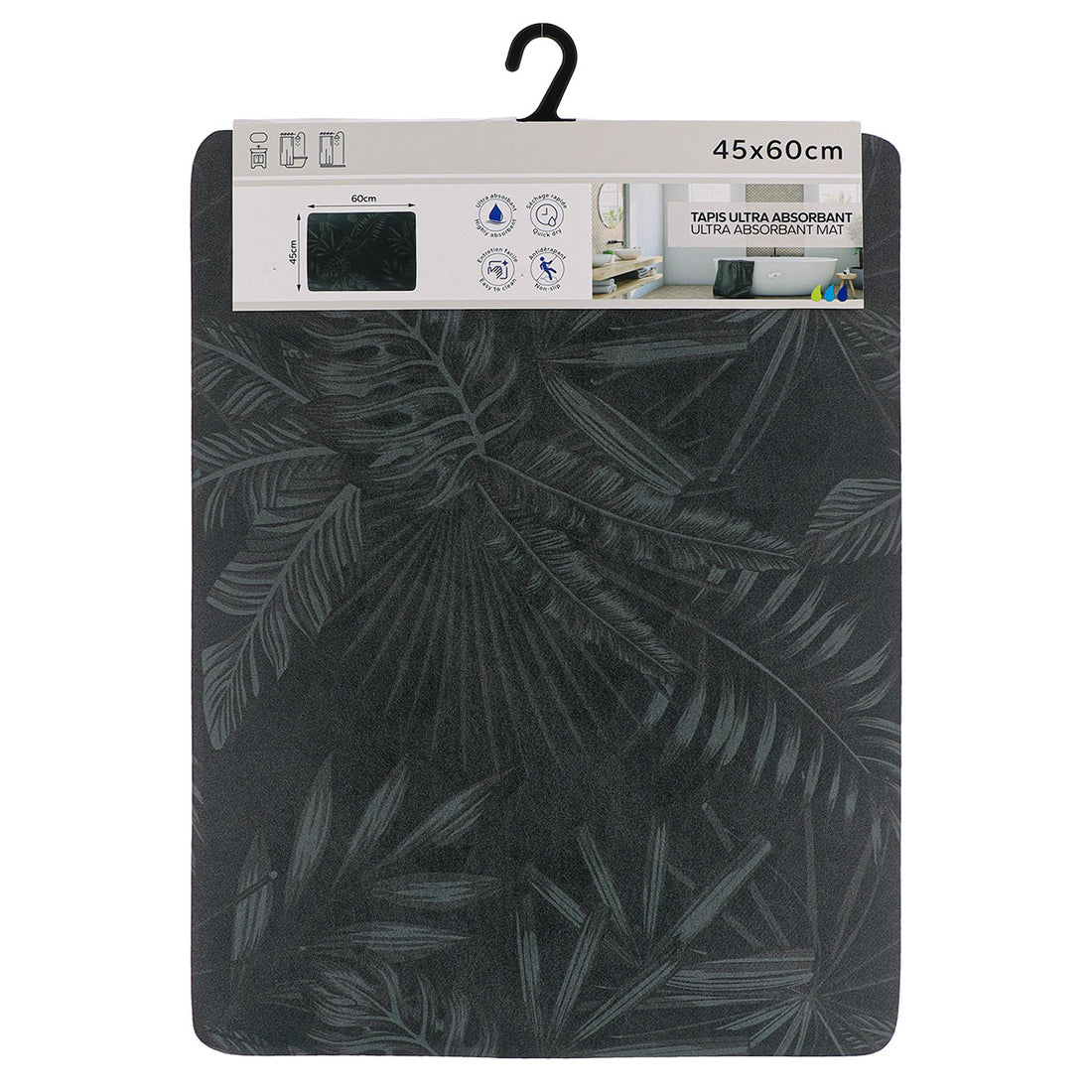 Covoraș dreptunghiular ultra-absorbant 45×60 cm – model ESSENTIAL NATURE