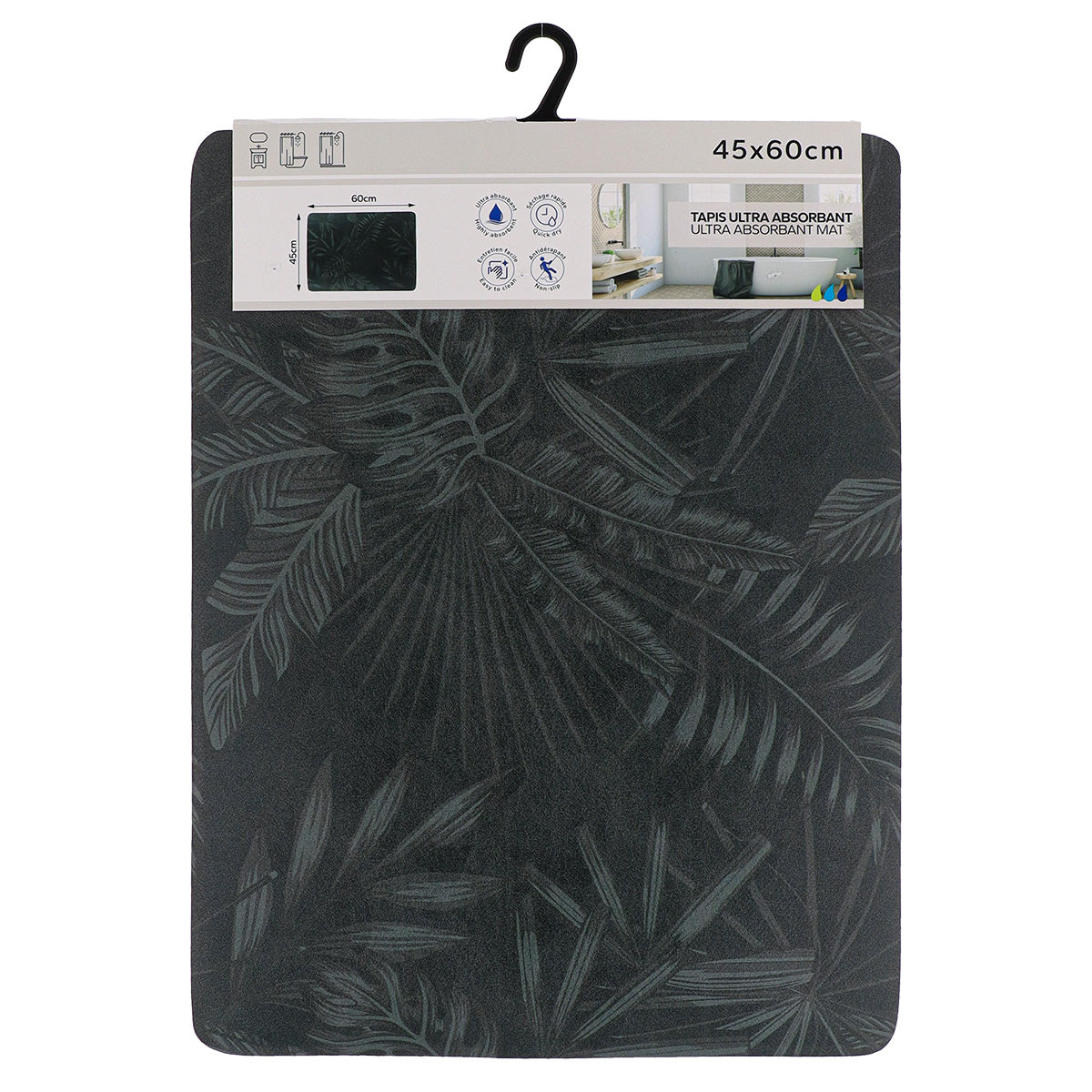 Covoraș dreptunghiular ultra-absorbant 45×60 cm – model ESSENTIAL NATURE