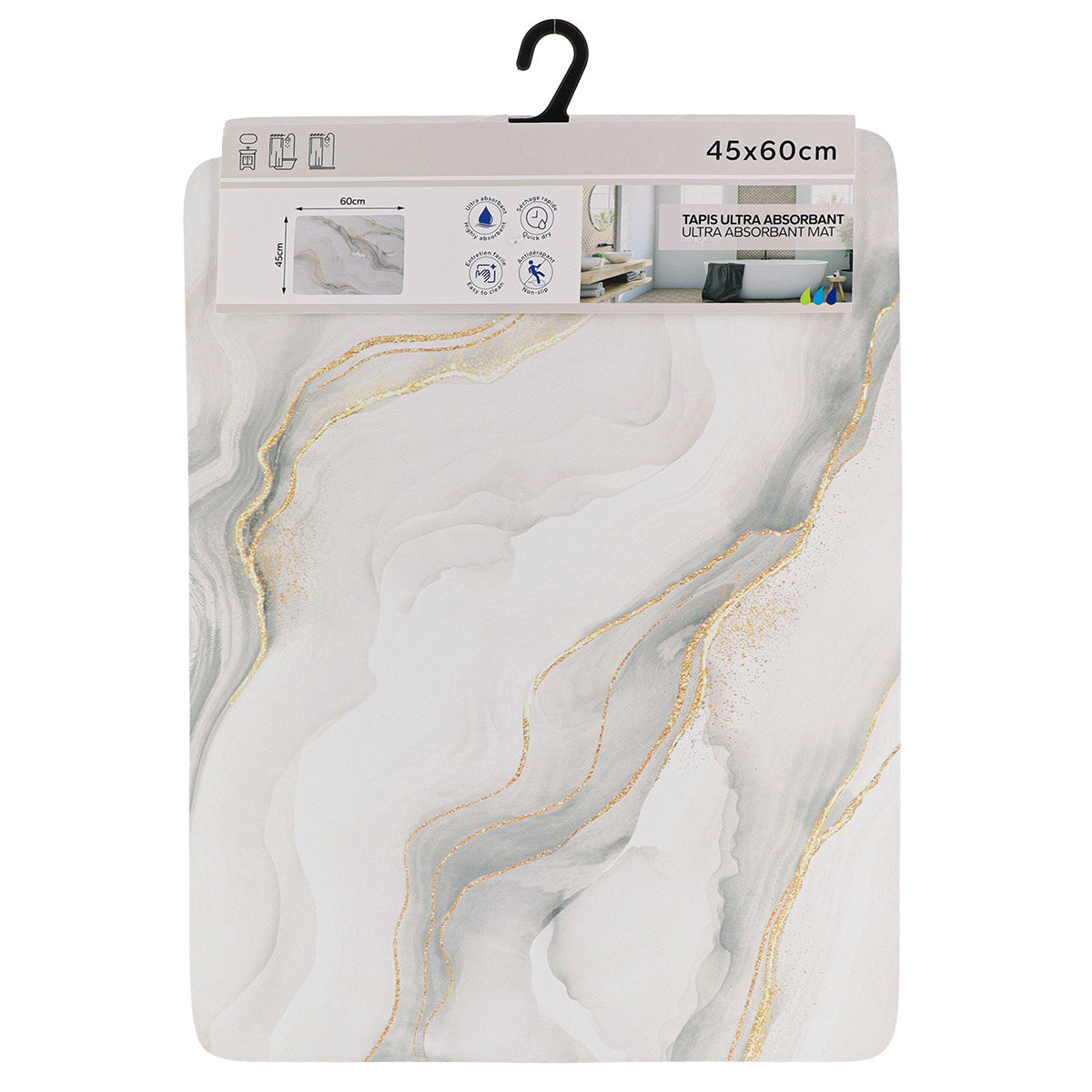 Covoraș dreptunghiular ultra-absorbant 45×60 cm – model ICONIC