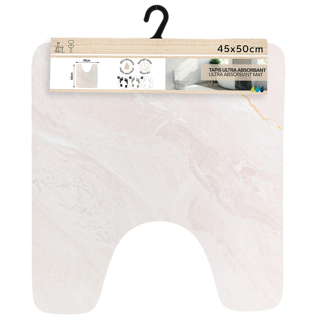 Covoraș contur WC ultra-absorbant 45×50 cm – model BEIGE MARBLE EFFECT
