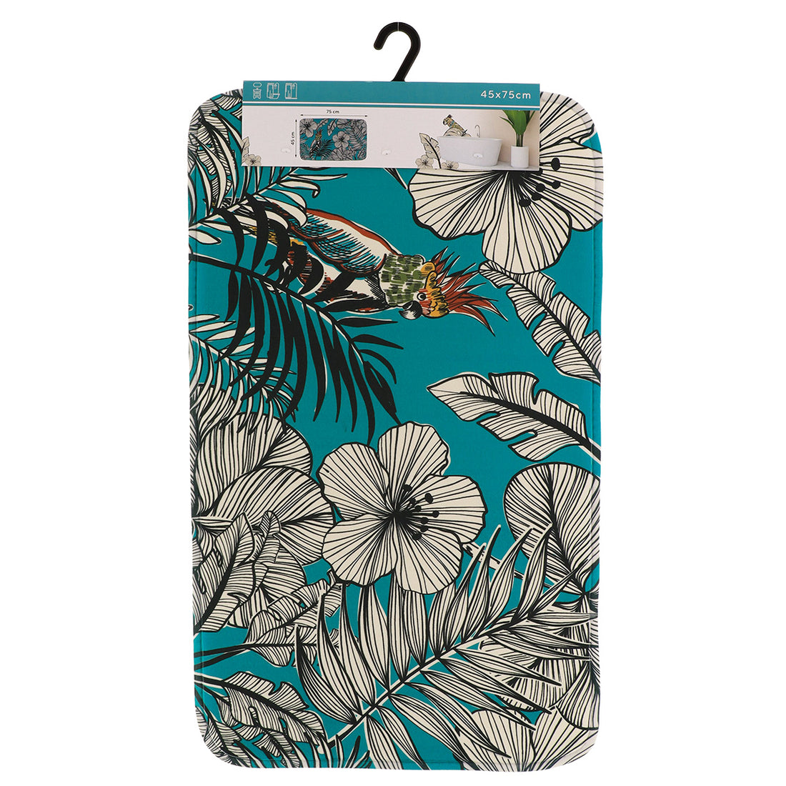 Covoraș din microfibră imprimată 45×75 cm – model Jungle Fever Bleu