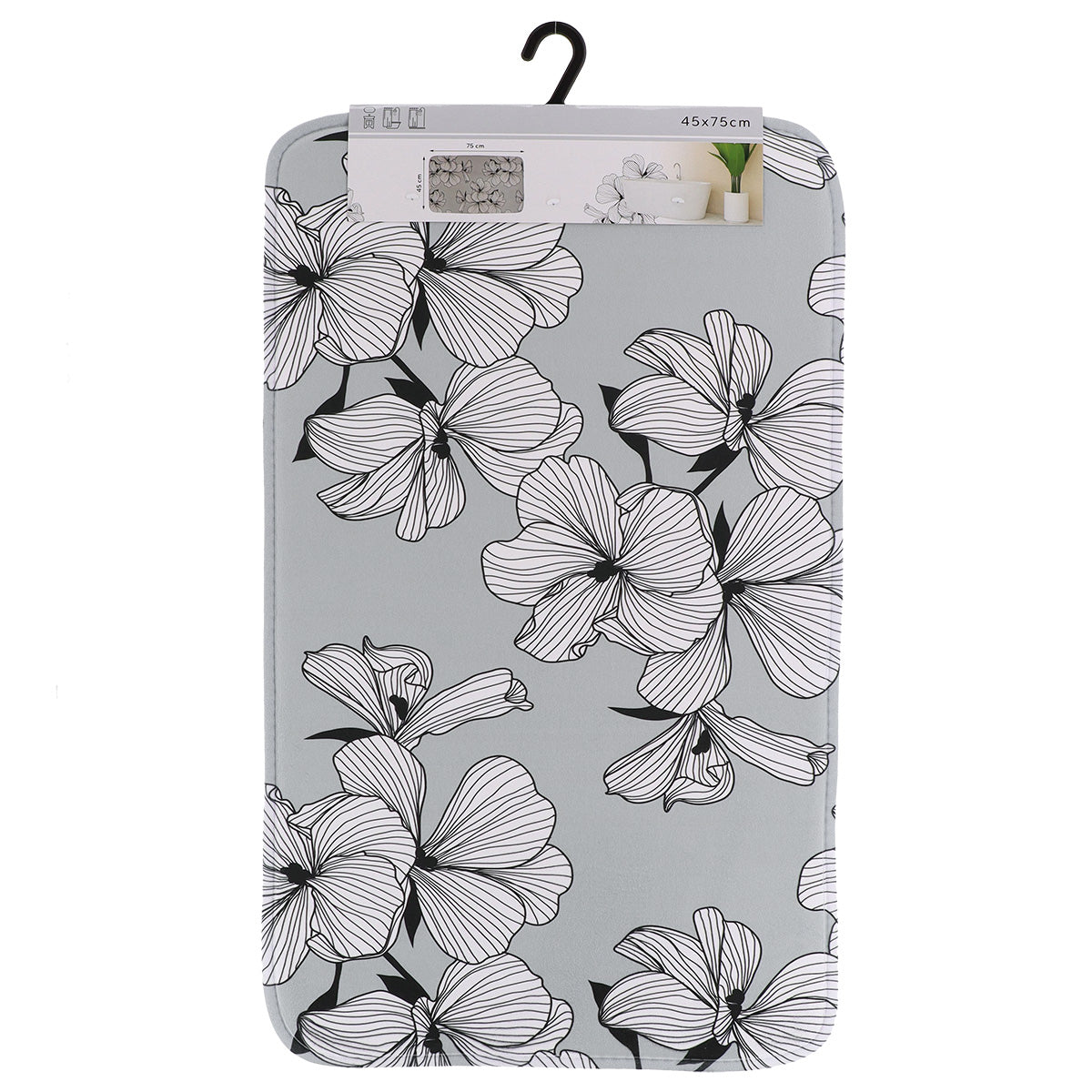 Covoraș din microfibră imprimată 45×75 cm – model Ecrin Gri