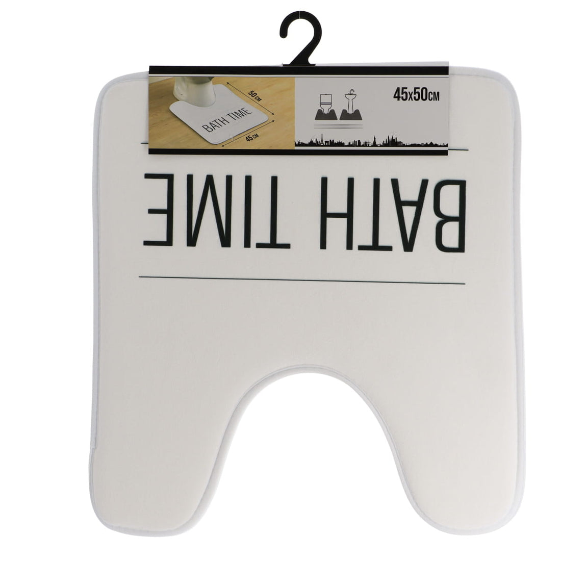 Covoraș contur WC din microfibră imprimată 45×50 cm – model Neo Retro Alb